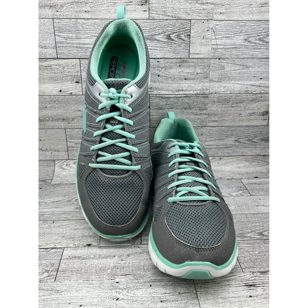 Skechers Womens Sneakers Dual‎ Lite Memory Foam Gray Mint Size 10
